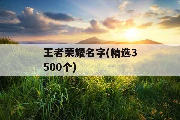 王者荣耀名字(精选3500个)