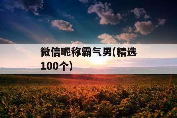 微信昵称霸气男(精选100个) 微信昵称霸气男(精选100个)