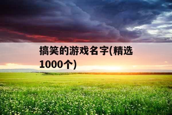 搞笑的游戏名字(精选1000个)