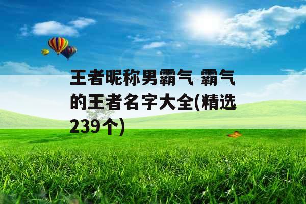 王者昵称男霸气 霸气的王者名字大全(精选239个)