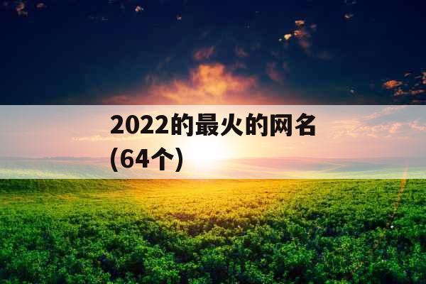 2022的最火的网名(64个)