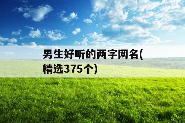 男生好听的两字网名(精选375个)