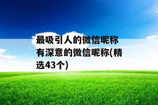 最吸引人的微信昵称 有深意的微信昵称(精选43个)