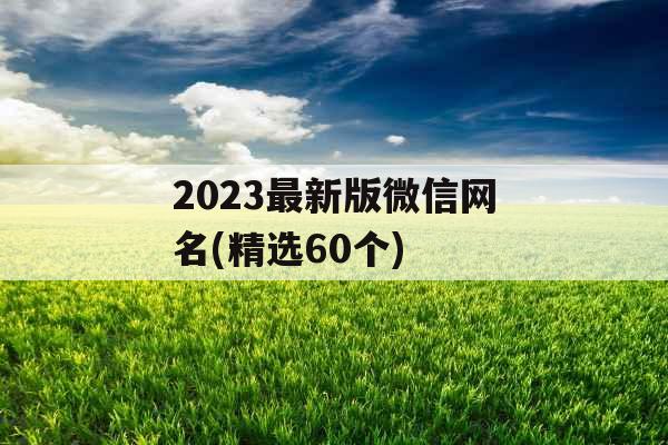 2023最新版微信网名(精选60个)