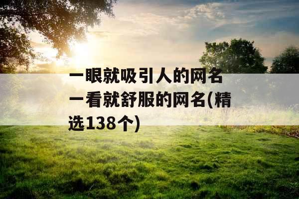 一眼就吸引人的网名 一看就舒服的网名(精选138个)