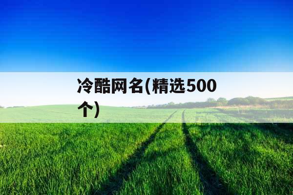 冷酷网名(精选500个)