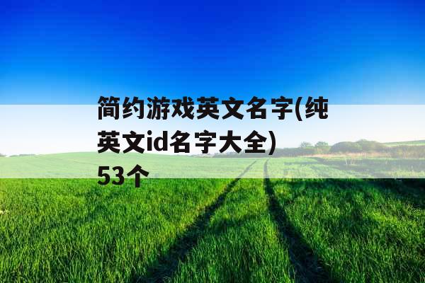 简约游戏英文名字(纯英文id名字大全) 53个