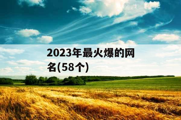 2023年最火爆的网名(58个) 2023年最火爆的网名(58个)
