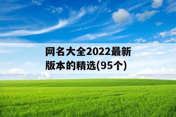 网名大全2022最新版本的精选(95个)