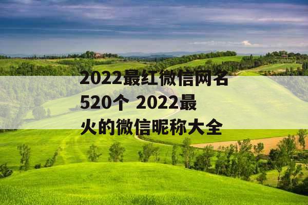 2022最红微信网名520个 2022最火的微信昵称大全