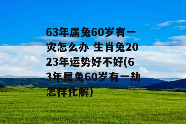 63年属兔60岁有一灾怎么办 生肖兔2023年运势好不好(63年属兔60岁有一劫怎样化解)