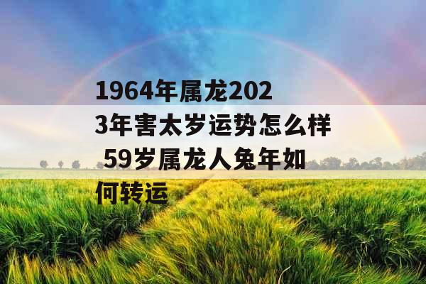 1964年属龙2023年害太岁运势怎么样 59岁属龙人兔年如何转运