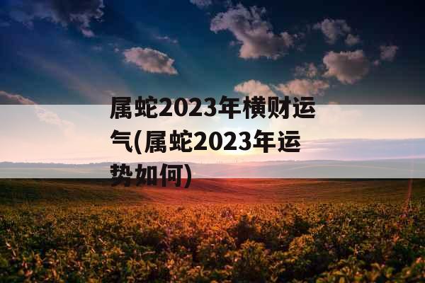 属蛇2023年横财运气(属蛇2023年运势如何)