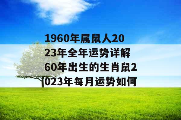 1960年属鼠人2023年全年运势详解 60年出生的生肖鼠2023年每月运势如何