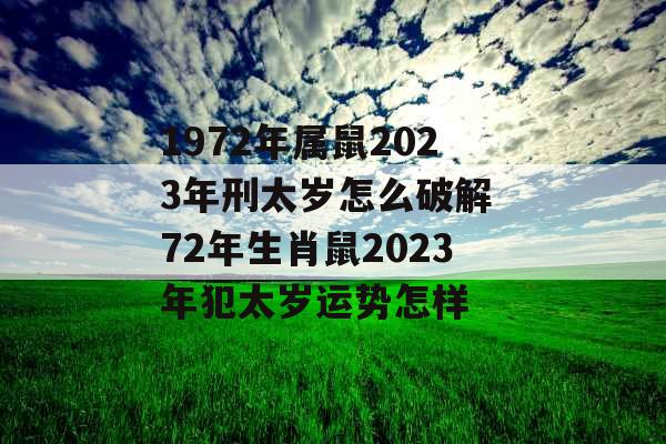 1972年属鼠2023年刑太岁怎么破解 72年生肖鼠2023年犯太岁运势怎样