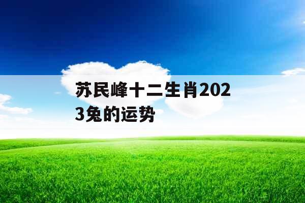苏民峰十二生肖2023兔的运势