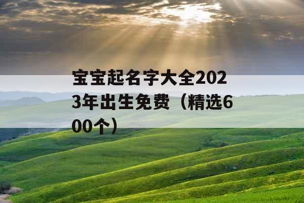 宝宝起名字大全2023年出生免费（精选600个）