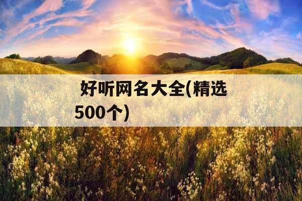 好听网名大全(精选500个)  好听网名大全(精选500个)