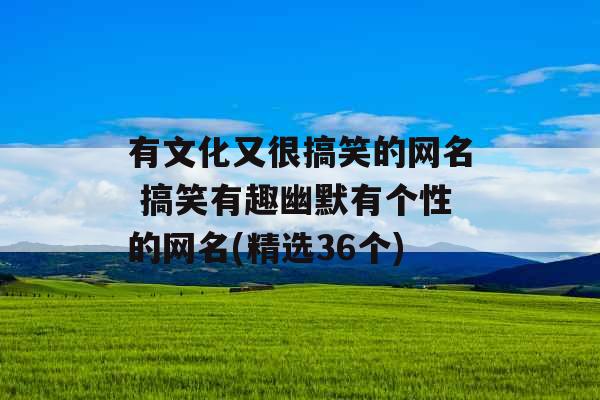有文化又很搞笑的网名 搞笑有趣幽默有个性的网名(精选36个)