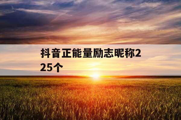 抖音正能量励志昵称225个