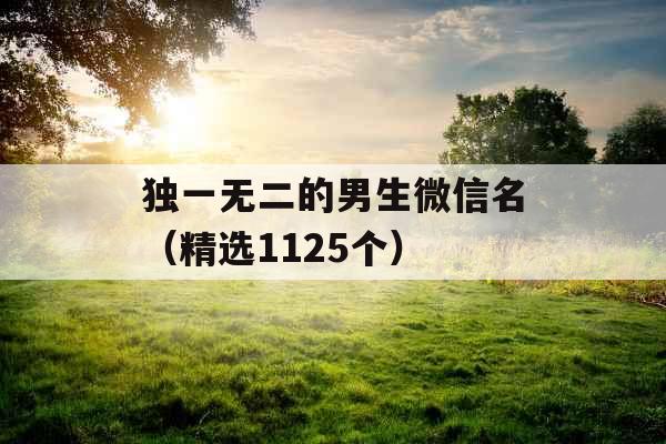 独一无二的男生微信名（精选1125个）