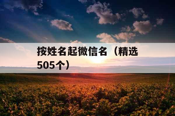 按姓名起微信名（精选505个）