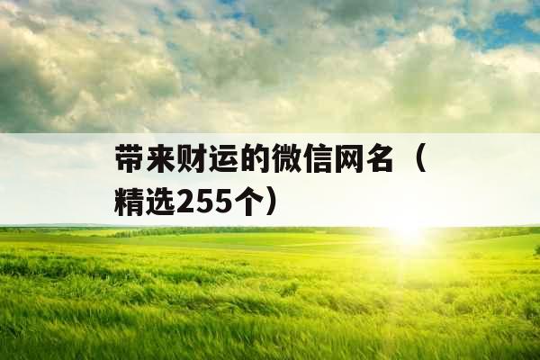 带来财运的微信网名（精选255个）