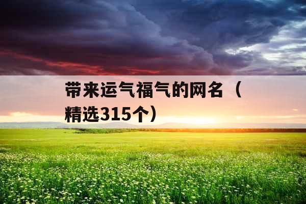 带来运气福气的网名（精选315个）