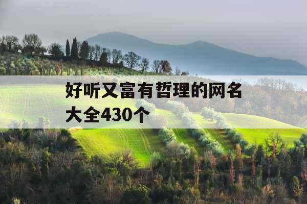 好听又富有哲理的网名大全430个