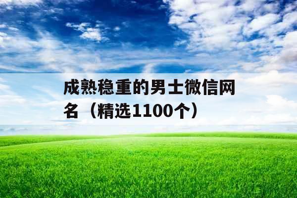 成熟稳重的男士微信网名（精选1100个）