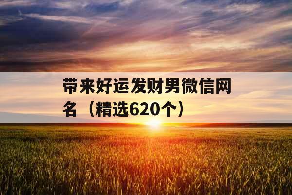 带来好运发财男微信网名(精选620个) 带来好运发财男微信网名(精选620个)