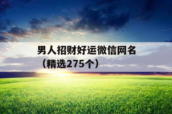 男人招财好运微信网名（精选275个）
