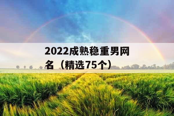 2022成熟稳重男网名（精选75个）