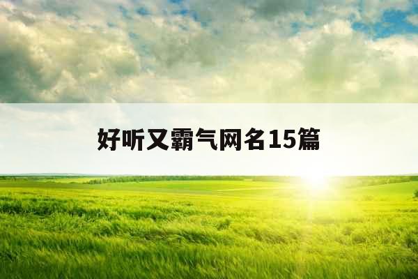 好听又霸气网名15篇