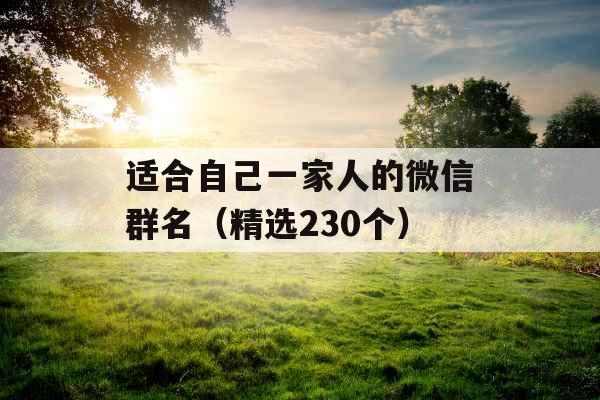 适合自己一家人的微信群名（精选230个）