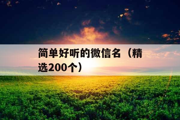 简单好听的微信名(精选200个) 简单好听的微信名(精选200个)