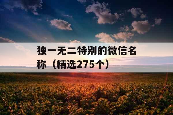 独一无二特别的微信名称（精选275个）