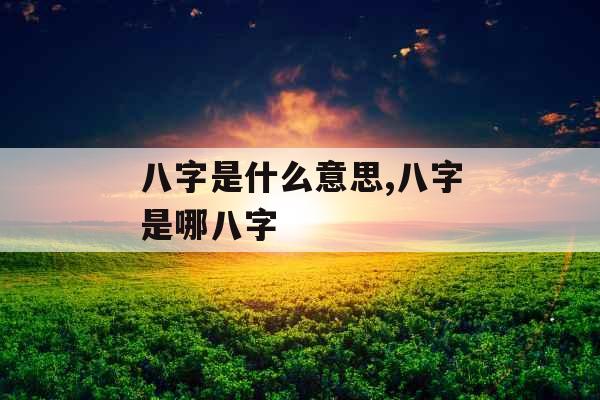 八字是什么意思,八字是哪八字