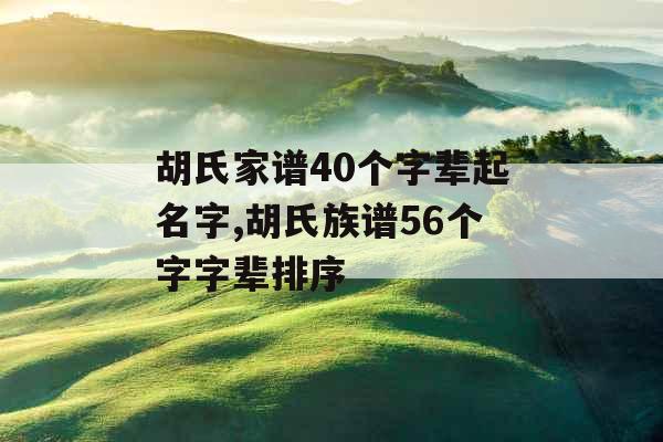 胡氏家谱40个字辈起名字,胡氏族谱56个字字辈排序