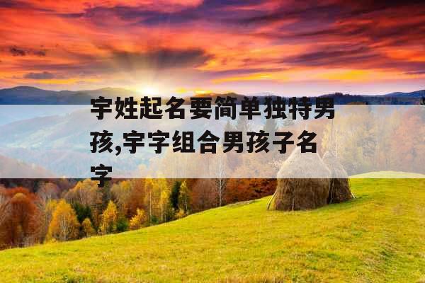 宇姓起名要简单独特男孩,宇字组合男孩子名字 宇姓起名要简单独特男孩,宇字组合男孩子名字