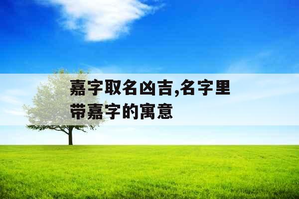 嘉字取名凶吉,名字里带嘉字的寓意