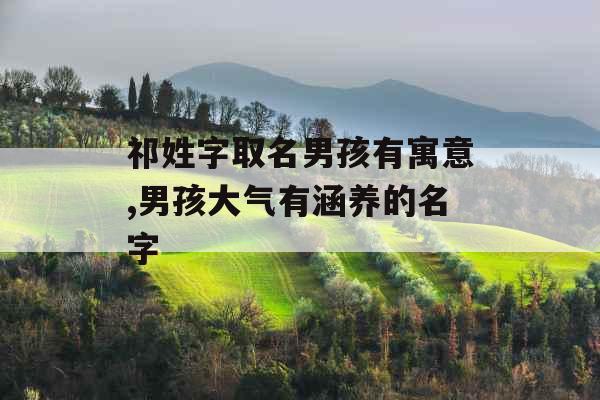 祁姓字取名男孩有寓意,男孩大气有涵养的名字