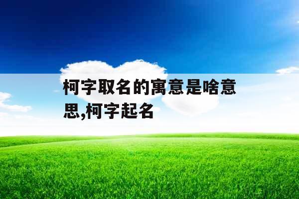 柯字取名的寓意是啥意思,柯字起名