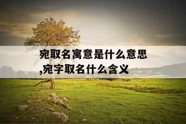 宛取名寓意是什么意思,宛字取名什么含义