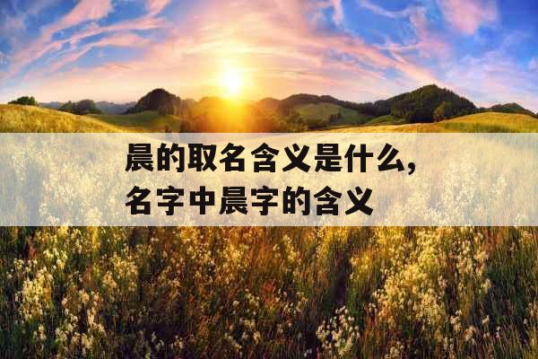 晨的取名含义是什么,名字中晨字的含义