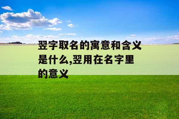 翌字取名的寓意和含义是什么,翌用在名字里的意义