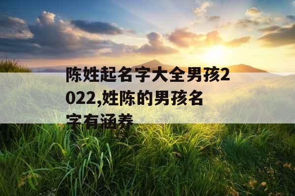 陈姓起名字大全男孩2022,姓陈的男孩名字有涵养