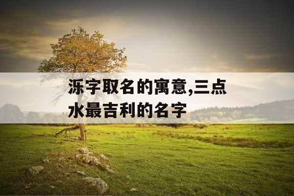 泺字取名的寓意,三点水最吉利的名字