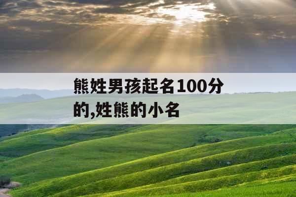 熊姓男孩起名100分的,姓熊的小名