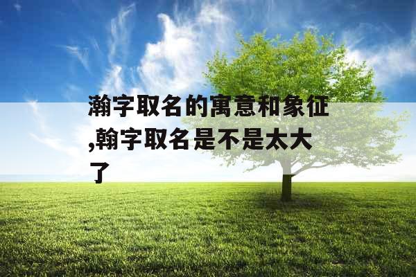 瀚字取名的寓意和象征,翰字取名是不是太大了 瀚字取名的寓意和象征,翰字取名是不是太大了